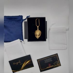 18K Gold Plated Lion Pendant Necklace Chain